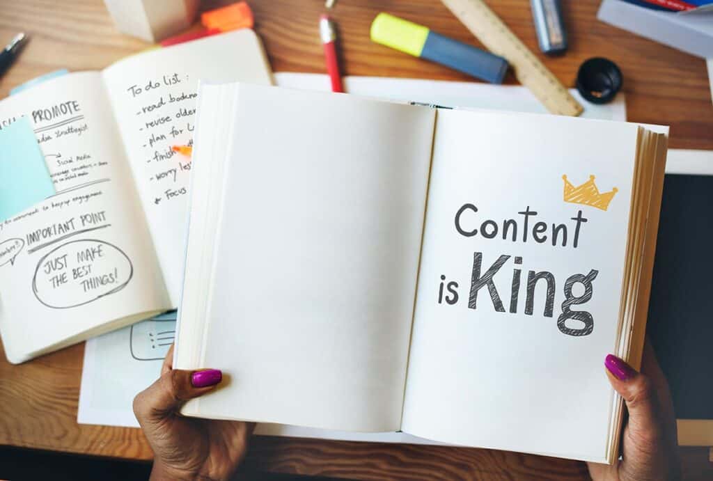 A book saying on the page content is king WordPress blog